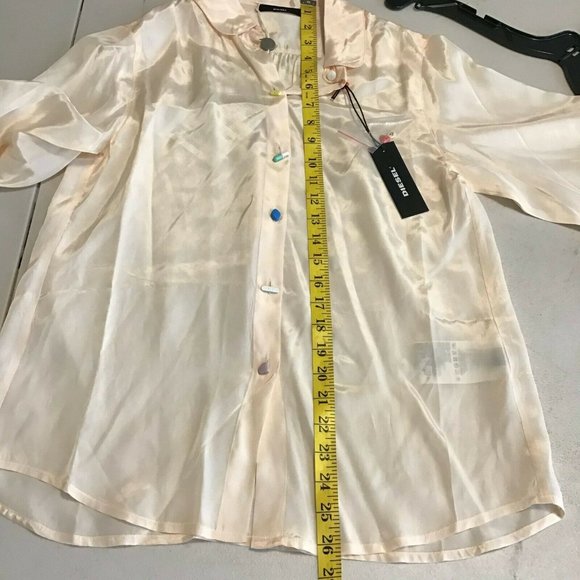 Diesel Women's Ivory Classic Long Sleeve Club Collar Button Up Casual Shirt XXS - Picture 7 of 10